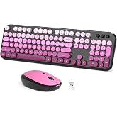 Dilter Wireless Keyboard and Mouse Combo, 104 Keys Full Size Typewriter Keyboards, 2.4G USB Plug and Play for Windows 7 8 10 11, PC, Laptop, Desktop, Black &amp; Pink