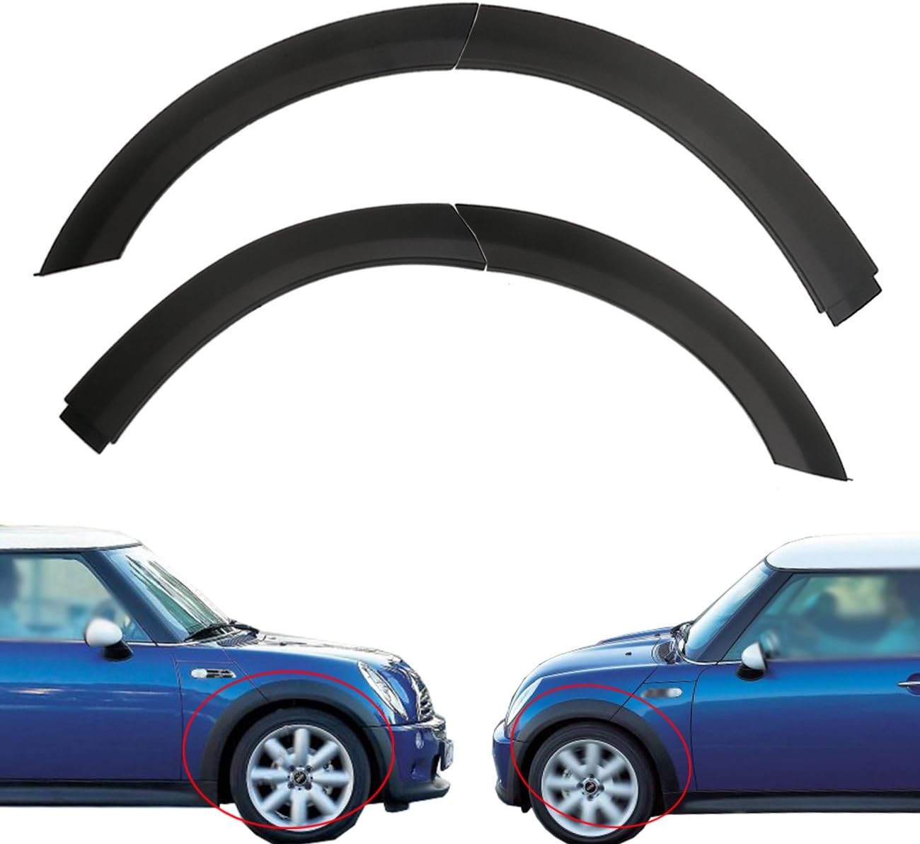 Espear 1 Set Wheel Arch Trim Cover with Clips Hood+Fender Front Left and Right for 2002-2008 Mini One/One D/Cooper/Cooper S R50 R52 R53