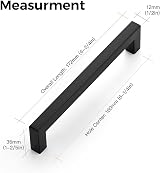 Ravinte 10 Pack Kitchen Door Handles Black 160mm Cupboard Pulls Square Bar view 3
