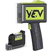 YEV Handheld Inkiet Printer V127 Newly Enhanced 16-Hour Continuous Printing 5 Wheel Support for Printing Batch Numbers, Logos, Serial Numbers, Barcodes, and QR Codes on Diverse Materials (Green)