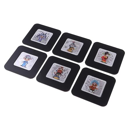 B Blesiya Glasuntersetzer aus Silikon, 6er Set chinesischer Stil Getränke-Untersetzer für Tassen Gläser Becher - Typ 1