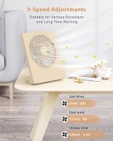 TriPole USB Desk Fan 2000mAh 3 Speed 180° Quiet 30dB Beige view 2