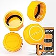ECROUATY Gas Can Cap, Gas Can Cap Replacement for Most 1/2/3/5 Gallon Gas Cans, Durable Coarse Thread Gasoline Can Solid Caps for Storage Transportation, Fuel Leak Prevention (Pack of 4, Yellow)