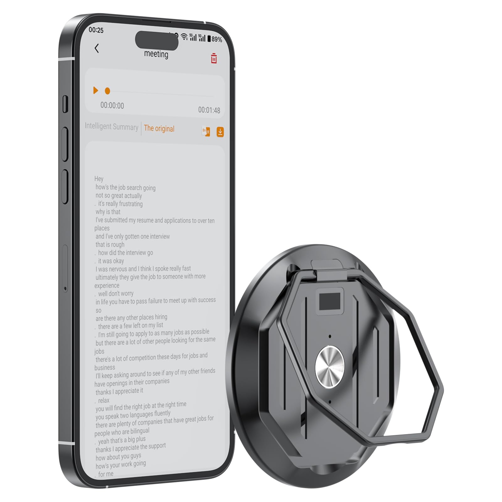 Photo 1 of AI Translation Recorder-Free Transcription & Summary Forever,Supports 152 Languages Real-time/Photo/14 Offline Translation, Portable Meeting Device with Magnetic Holder for Business Travel and Study