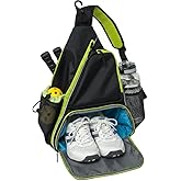 Alveroya Pickleball Sling Bag with Shoe Compartment for Men Women, Professional 2-3 Paddle Backpack, Large Capacity Bag with 36oz Water Bottle Pocket & Fence Hook