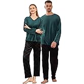 EK4YDNDS Couples Pajama Set, Soft Long Sleeve Plaid Pjs Set Warm Matching Sleepwear for Men and Women
