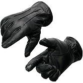 Milwaukee Leather SH234 Men's Black Thermal Lined Leather Motorcycle Gloves w/Cinch Wrist Closure