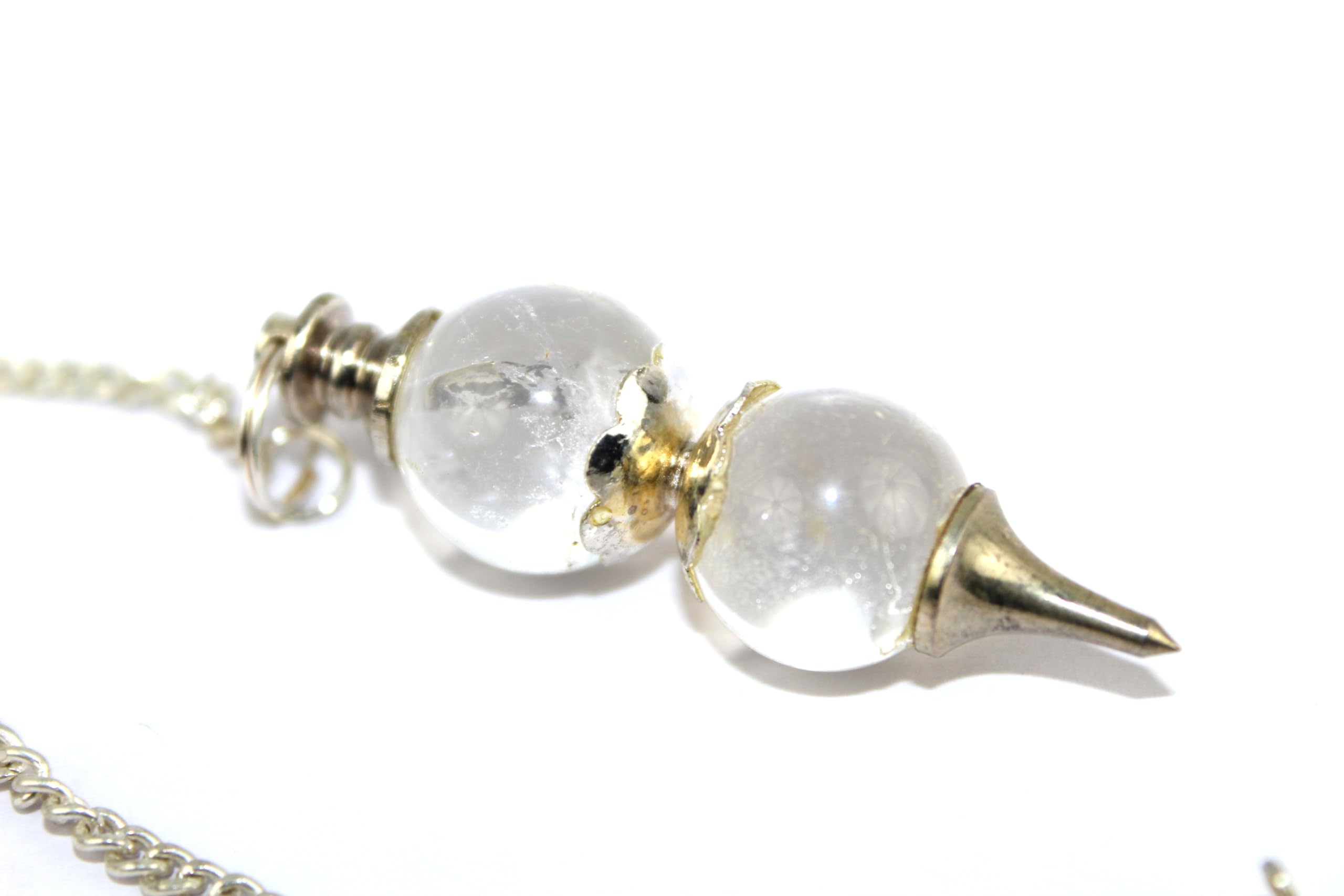 Jet International Beautiful Double Crystal Quartz Sphere Ball Shaped Pendulum A++