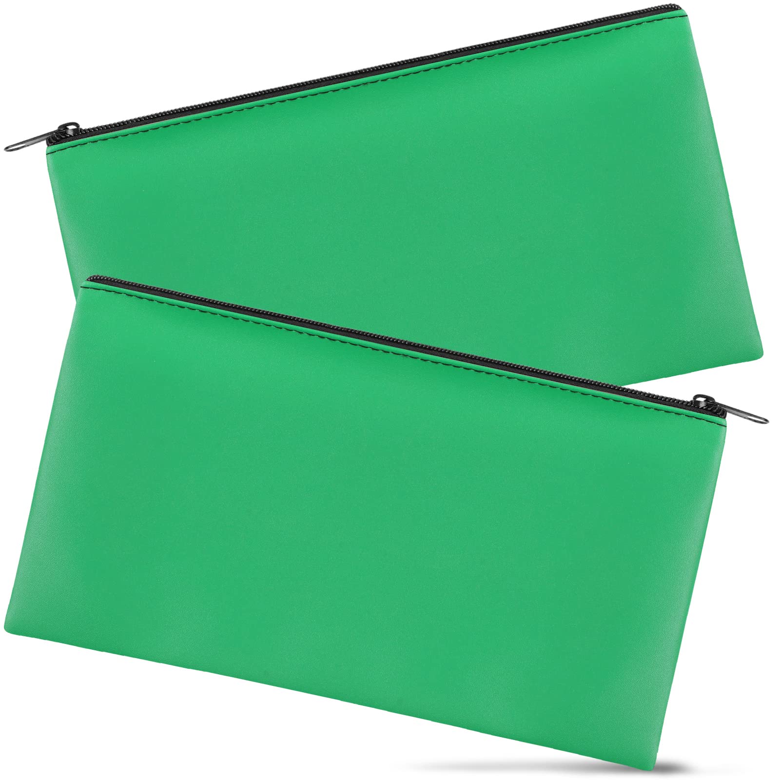 Photo 1 of 2 Pieces Money Bags With Zipper , 11x6.1 inch Money Pouch, Bank Bag, Cash Bag , Check Wallet, Cosmetics(Green)