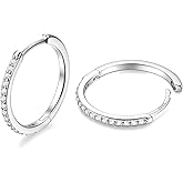 14K Gold Plated Hoop Earrings 925 Sterling Silver Cubic Zirconia Huggie Hoop Earrings for Women, Hypoallergenic Lightweight for Daily Birthday Christmas Valentine's Day Gifts(White/14K Gold)