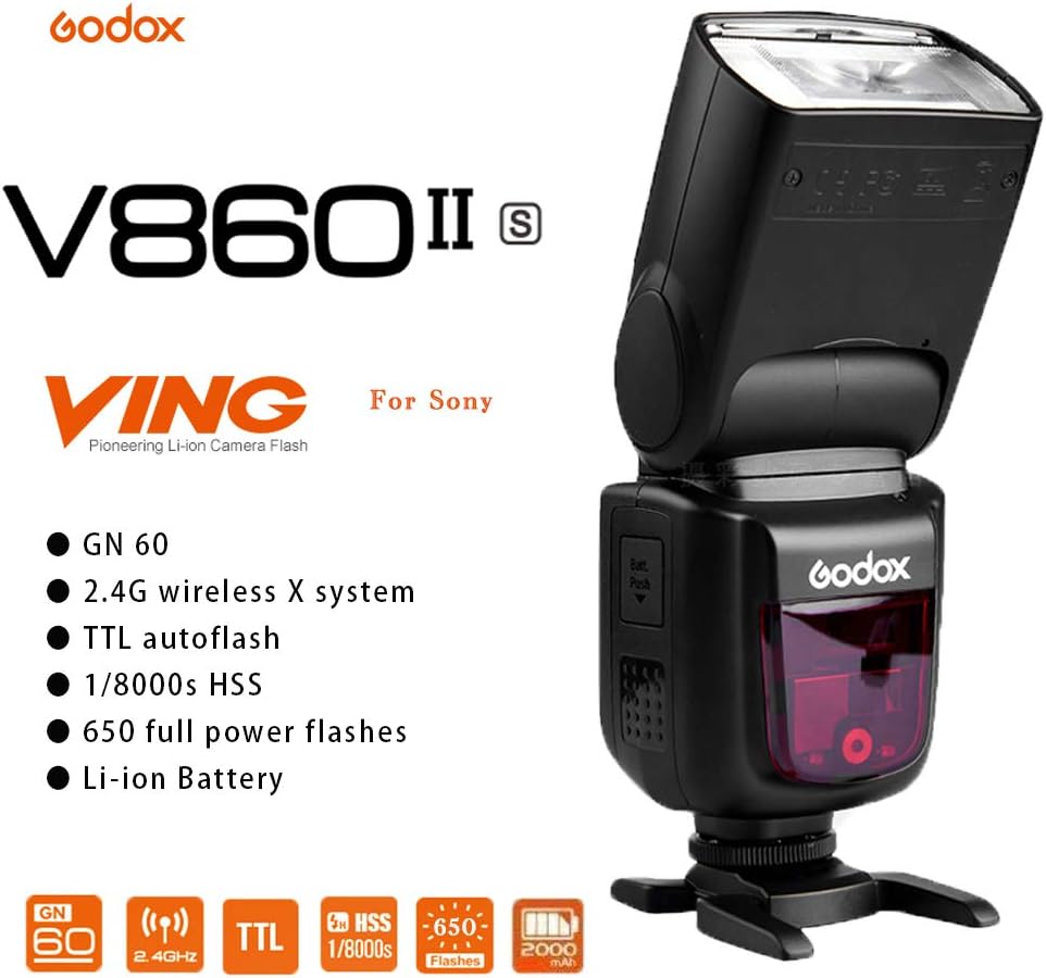 Godox V860II-S TTL Camera Flash for Sony 2.4G GN60 Speedlite,1/8000s HSS Speedlight - Image 3