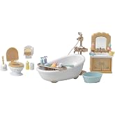 Calico Critters - Country Bathroom Set - Dollhouse Furniture Sets | Rustic tub-and-basin charm for the family washroom - detailed pieces for morning routine storytelling scenes, Ages 3+