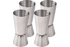 Newk Cocktail Jigger, 1/2 & 1 Oz(15 & 30 ML) Stainless Steel Bar Measuring Jigger (Set of 4)