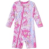 UMELOK Baby Girls' One Piece Swimsuit Full Zip UPF 50+ Sun Protection Swimwear Rash Guard Swim Suit