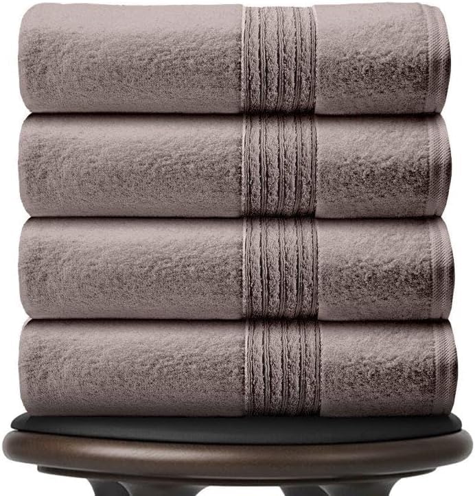 GC GAVENO CAVAILIA New Hampton Pack of 4 Bath Towel Set, 100% Ringspun Cotton, Extra Absorbent 450 GSM Luxury Bath Sheets, Silver/Grey, 4PK