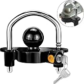 Funmit 1 Pack Universal Coupler Ball Trailer Lock, Black, 2 Keys | Fits 1-7/8", 2", and 2-5/16" Couplers, Boat Camper Accessories for Travel Trailers, Adjustable, Heavy-Duty Steel, Hitch Lock