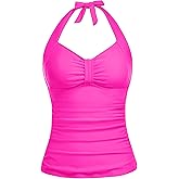 Women Tankini Bathing Suit Top Only - Halter Swimsuit Top Tummy Control Swimwear Swim Tank Top Only No Bottom 2025