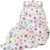 EKUIZAI Girl Backpack Set,StrawberrySchool Bags for Middle School Students Elementary Bookbags for Teen Girls