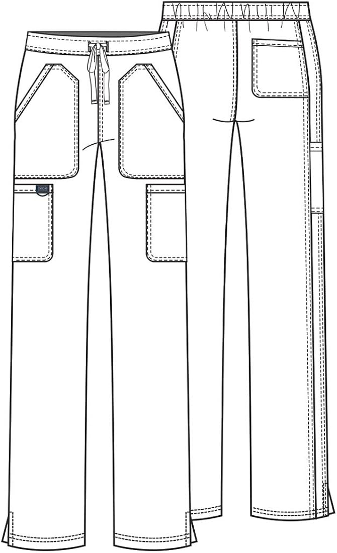 Cherokee Workwear Revolution Women's Mid Rise Moderate Flare Drawstring Scrub Pant: Clothing