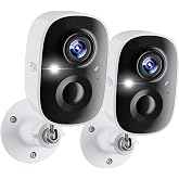 Dzees 2K Wireless Outdoor Security Camera 2-Pack, Battery Powered WiFi | Color Night Vision, AI Motion Alerts, 2-Way Audio, Siren, IP66 Weatherproof, No Subscription, Local SD Storage, Driveway Yard