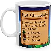 Creator's Cove Stardew Valley Game Hot Chocolate Mug Drink Coffee Cup, Gift for Video Game Lover Farm Adventure Gaming For Family Friends (White, 11oz)