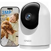 GNCC 2K Indoor Security Camera, Baby/Pet Camera with Phone App | Motion Detection, Baby/Pet Camera with Phone App, Night Vision, 2-Way Audio, TF/Cloud Storage, Works with Alexa &amp; Google Home