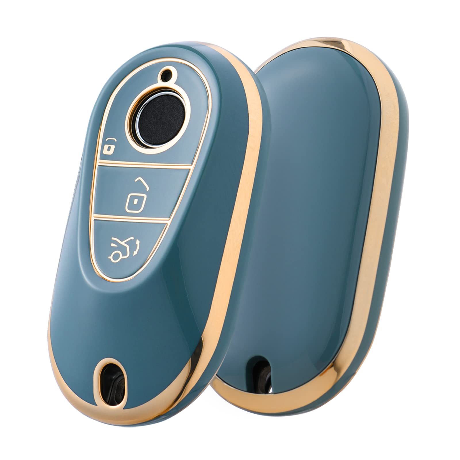 OATSBASF Mercedes Benz Key Case Cover for C S Class W206 W223 2020UP, Protective Accessory (Golden Edge Grey) — image 1