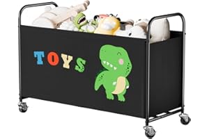 GRANNY SAYS Toy Box for Boys Girls, Large Toy Chest Storage with Wheels, Metal Kids Toy Storage Organizer for Stuffed Animals, 135L Kids Toy Bins for Bedroom, Living Room, Nursery, Black