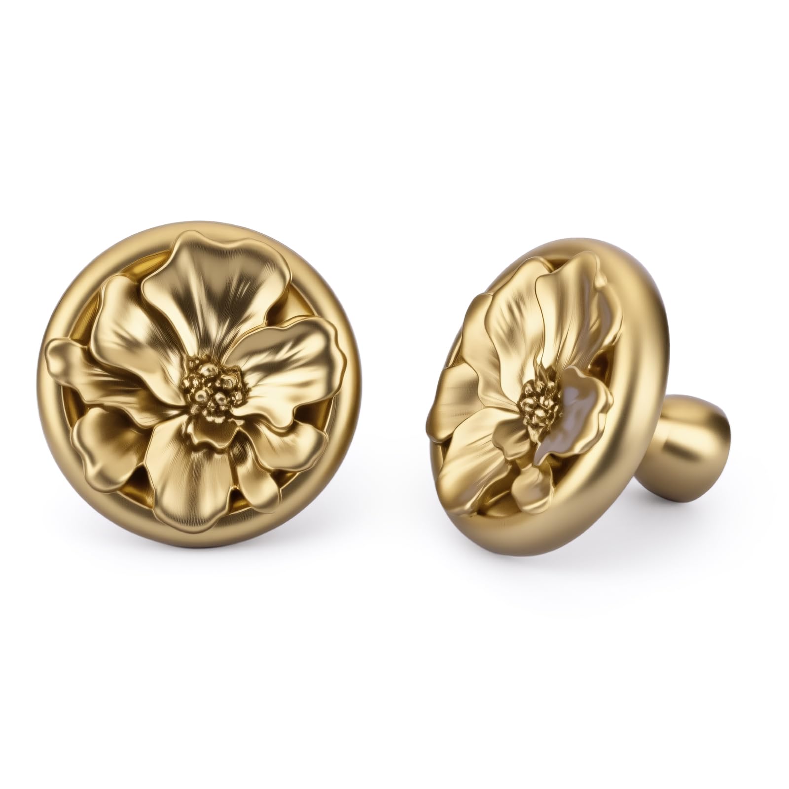 Photo 1 of Rergy 4 Pack Cabinet Knobs for Drawer Dresser Closet, Flower Shape Lemen Gold Drawer Knobs, Brushed Brass Cabinet Hardware, Pulls Handles Single Hole