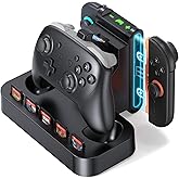2 in 1 Charging Dock for Nintendo Switch 2 Pro Controller & Joycon, Fast Charging Station with Magnetic Snap, 5 Game Card Storage, Type-C Port, Non-Slip Base, LED Indicators, Durable Organizer Stand