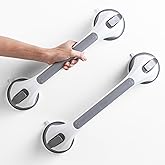 LEVERLOC Removable Drill Free Suction Grab Bar for Shower and Bathtubs, Shower Handle for Bathroom, Handrails for Seniors and