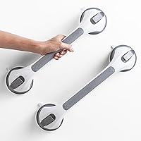 LEVERLOC Removable Drill Free Suction Grab Bar for Shower and Bathtubs, Shower Handle for Bathroom, Handrails for Seniors and