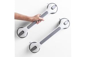 LEVERLOC Removable Drill Free Suction Grab Bar for Shower and Bathtubs, Shower Handle for Bathroom, Handrails for Seniors and