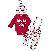 BeQeuewll Newborn Baby Boy Mardi Gras Outfit Letters Print Romper Striped Suspender Pants Overalls 3pcs Carnival Clothes Set