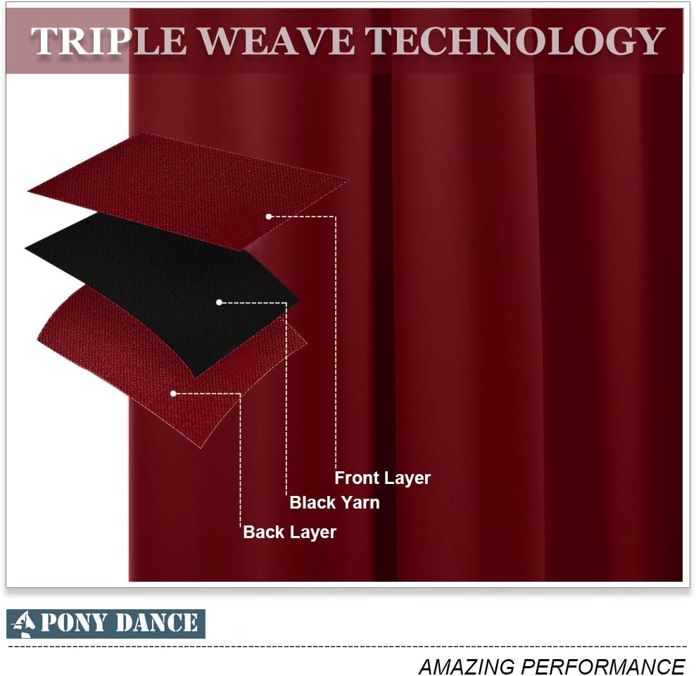 PONY DANCE Red Christmas Home Decor Curtains with Eyelet - Image 4