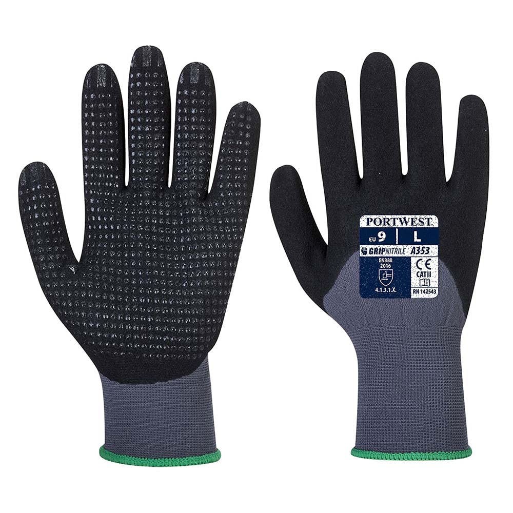 Portwest A353 Lightweight DermiFlex Ultra Plus Glove Grey/Black, Large