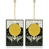 Sun Moon Star Cat Tarot Cards Dangle Earrings for Women Vintage Astrology Divination Magic Lucky Amulet Acrylic Drop Dangle Earrings Hypoallergenic French Hook Tarot Jewelry Gifts