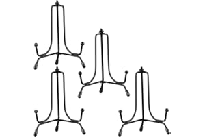 Mocoosy 4 Pack Improved Anti-Slip Plate Stands for Display, 4 Inch Plate Holder Display Stand, Picture Frame Holder Stand, Bl