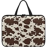 Suhoaziia Cow Hide Print Brown Stripe Laptop Bags Cases & Sleeves, Laptop Tote Bag for Women, Computer Bag for 10" 12" 13" 15" 17 inch Tablet/Notebook/Reader, Carrying Sleeve Handbag with Handle