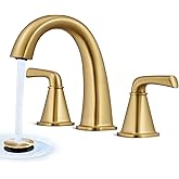 JABBOL Gold Bathroom Faucet,Brushed Gold Bathroom Faucet,Brass Sink Faucets,Bathroom Faucet 3 Hole Brushed Nickel,with Pop Up Drain Supply Hose for Vanity,Lavatory RV Farmhouse