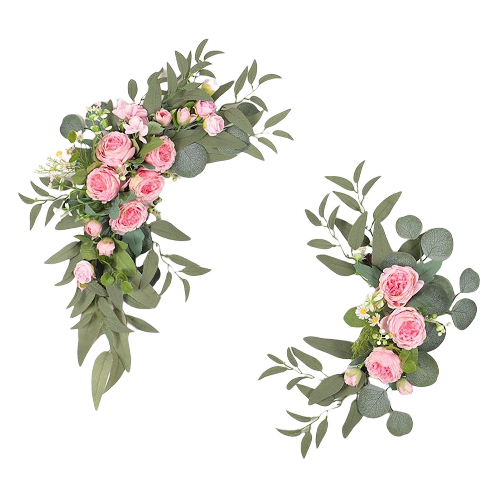 Wedding Arch Flowers, 2Pcs Peony Decorative Floral Swags, Artificial Green Leaves Silk Flower for Wedding, Arbor, Arch, Wedding Ceremony, Pink