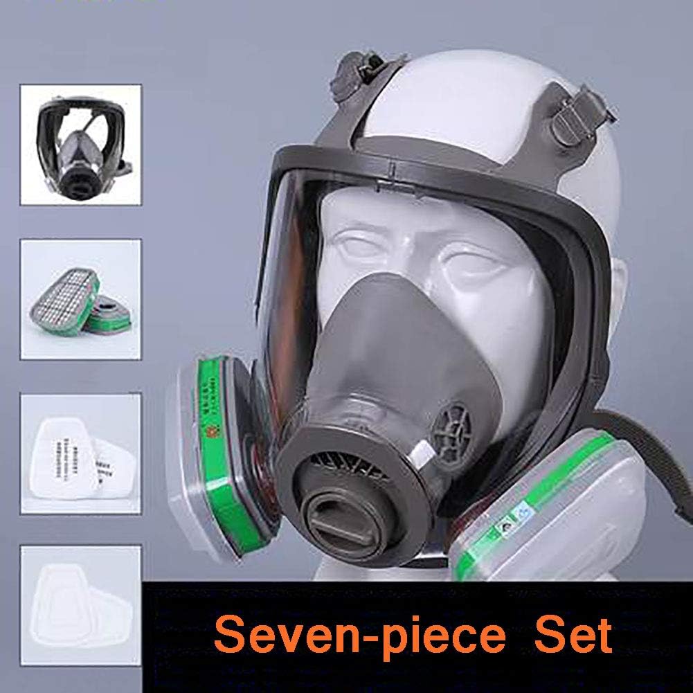 LISI Full Face Gas Mask with Filter Set, Respirators Canister Safety Facepiece Spray Paint Dust Masks, Widely Used in Organic Paint Chemical Etc