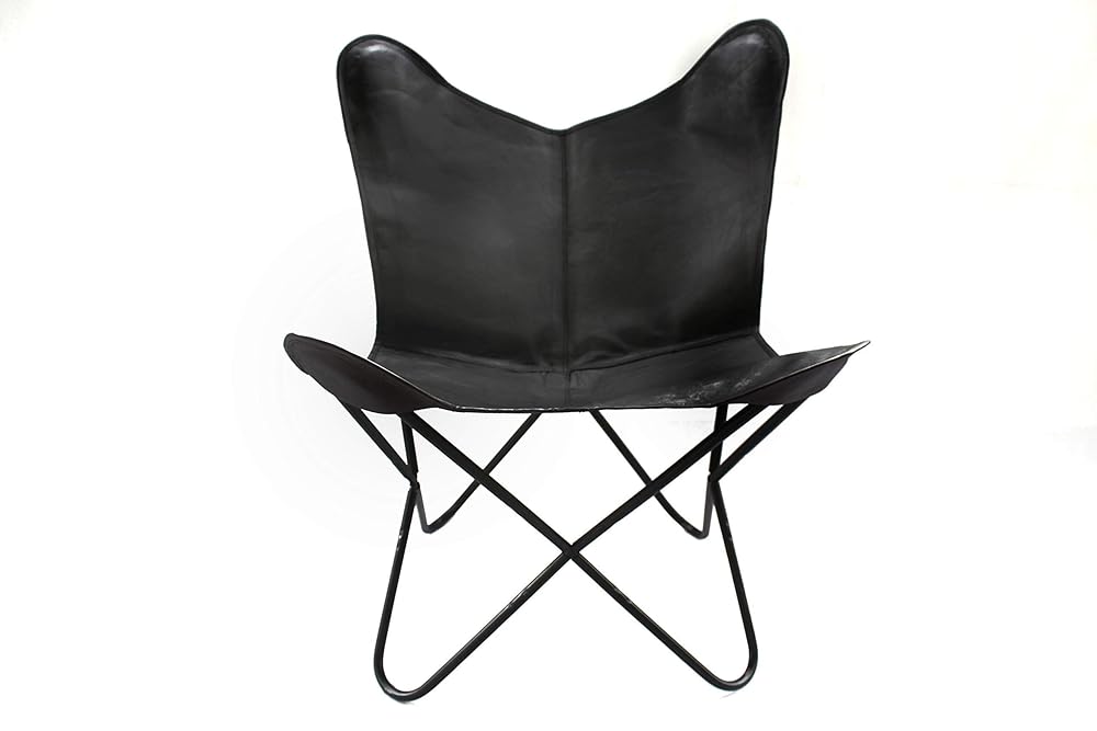 Vintage Butterfly Chair Real Leather Black Leather Butterfly Chairs Handmade with