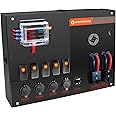 AMOMDPOWER 12/24 V Camping Electrical System Centre Battery Power Control Box with Switches Fuse Block Cig Sockets Voltmeter USB Quick Connect Plug Diy for Your Car RV Pickup Trucks 4WD Canopy Caravan