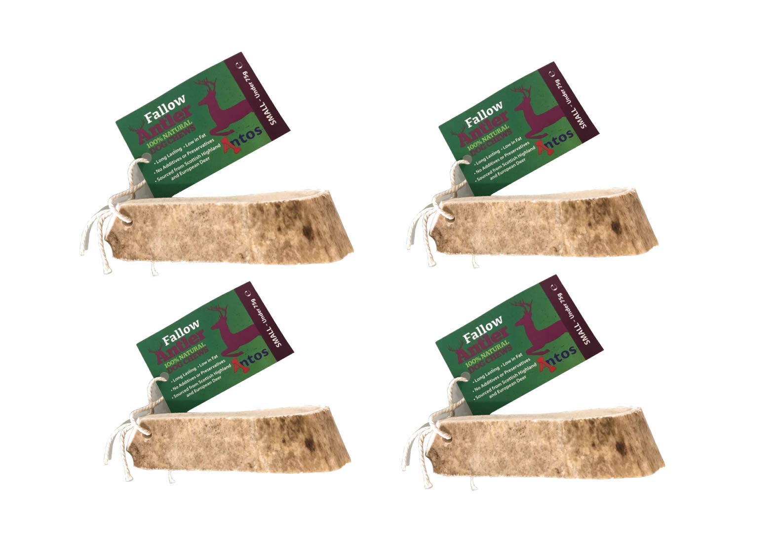 Antos Fallow Deer Antlers For Dogs Small Pack of 4 Fallow Antler Chew