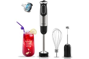 Liebe&Lecker 500 Watt Immersion Blender, Electric Hand Blender 9-Speed with Turbo Mode, Portable Stick Blender with Whisk, Milk Frother Attachments, Stainless-Steel Blades for Baby Food, Smoothies.