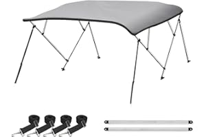 Naviskin 10 Optional Colors Available 3-4 Bow 13 Different Size Bimini Top Cover Includes Mounting Hardwares,Storage Boot with 1 Inch Aluminum Frame