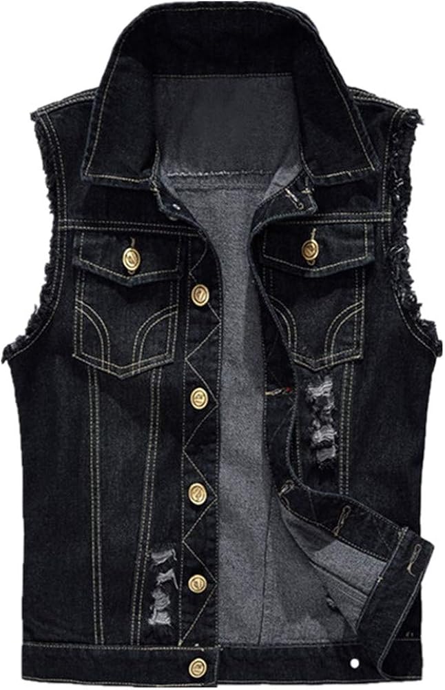 Gilet Uomo In Vera Pelle Nabuk Nero MDM - Senza Maniche Taglia XL Regolabile