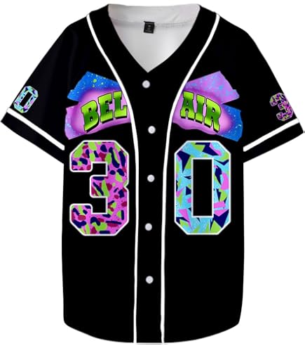 bel air jersey dress HOPSHION 90s Baseball for Women Button Down Hip Hop Clothing Outfits HP001-#23-Black-XS : Clothing, Shoes & Jewelry Web Collection: All That Glitters