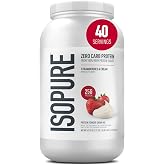 Isopure Zero Carb Whey Isolate Protein Powder, Strawberries &amp; Cream 3 LB | 25g Protein Per Serving, 100% Whey Protein Isolate, Gluten Free, with Added Vitamins for Immune Support &amp; Muscle Recovery
